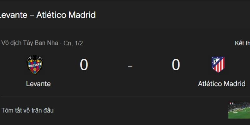 Kết Quả Bóng Đá Levante Và Atl. Madrid Ngày 01/02/2026 qua tường thuật